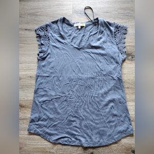 C&C California Gray Crochet Cap Sleeve Tank Top